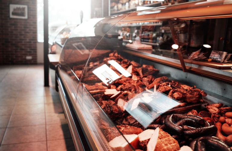 Meat shop display counter