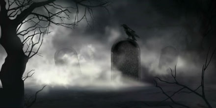 Foggy graveyard