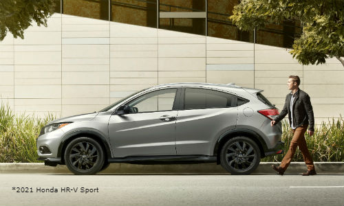 Side view of silver 2021 Honda HR-V