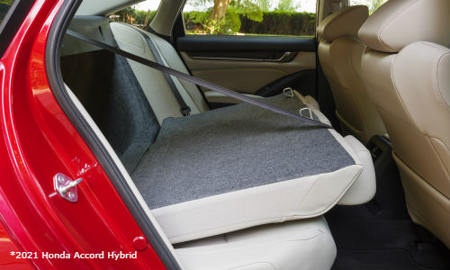 Rear seats folded down in 2021 Honda Accord Hybrid