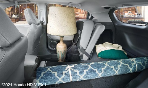 Lamp and rug in back seat of 2021 Honda HR-V EX-L